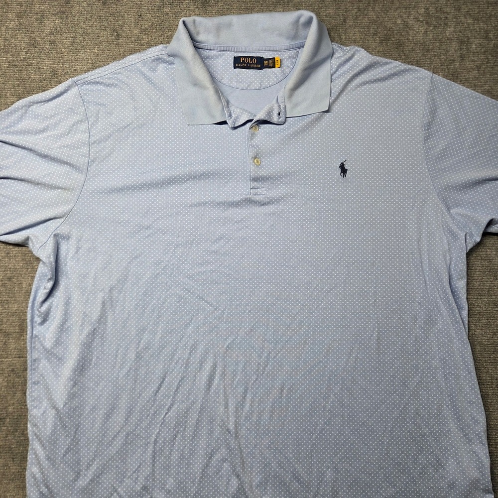 Polo Ralph Lauren Mens 3XB Blue Micro Diamond Geometric Cotton Polo Shirt